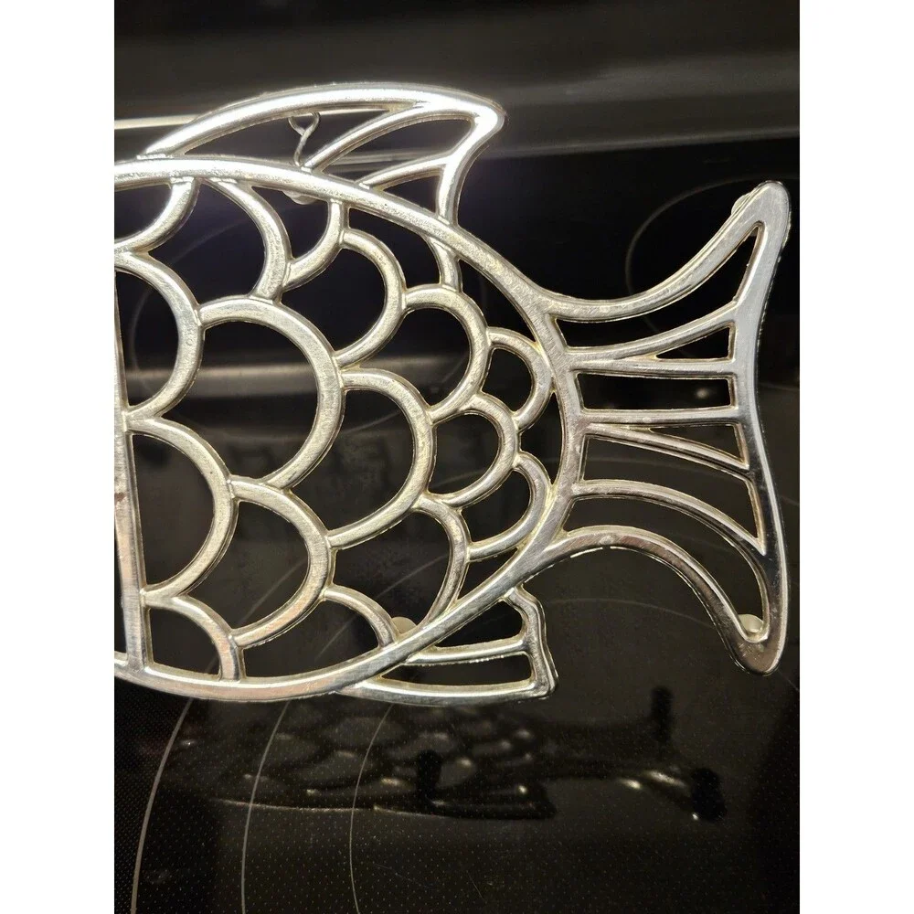 Vintage Leonard Silver Plated Fish Trivet Wall Hanging Made In Italy